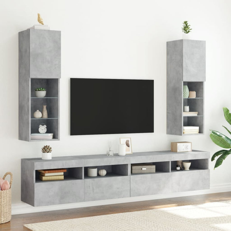 Tv-meubel met LED-verlichting 30,5x30x102 cm betongrijs