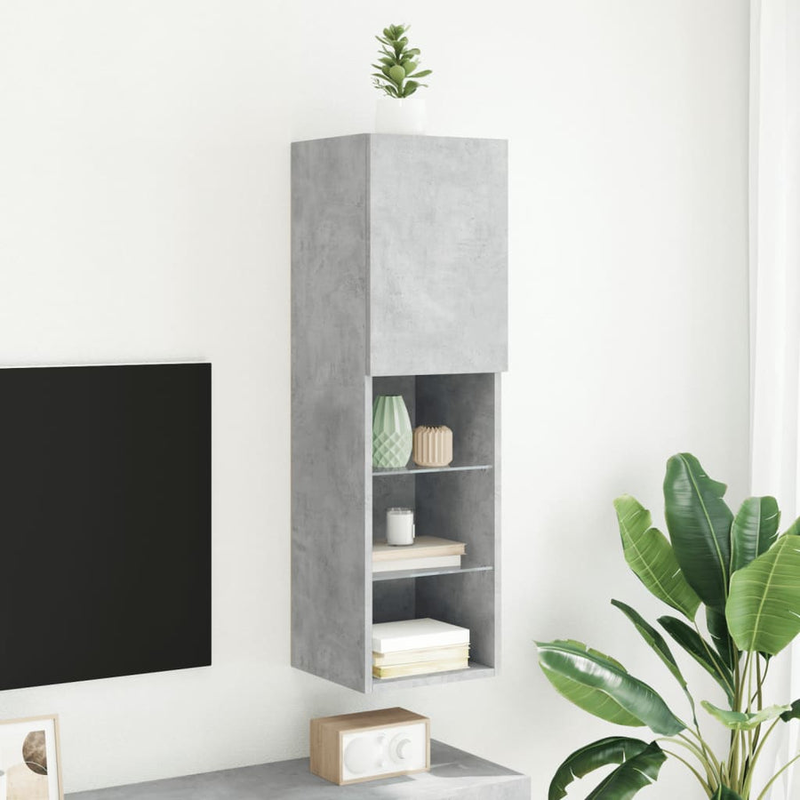 Tv-meubel met LED-verlichting 30,5x30x102 cm betongrijs