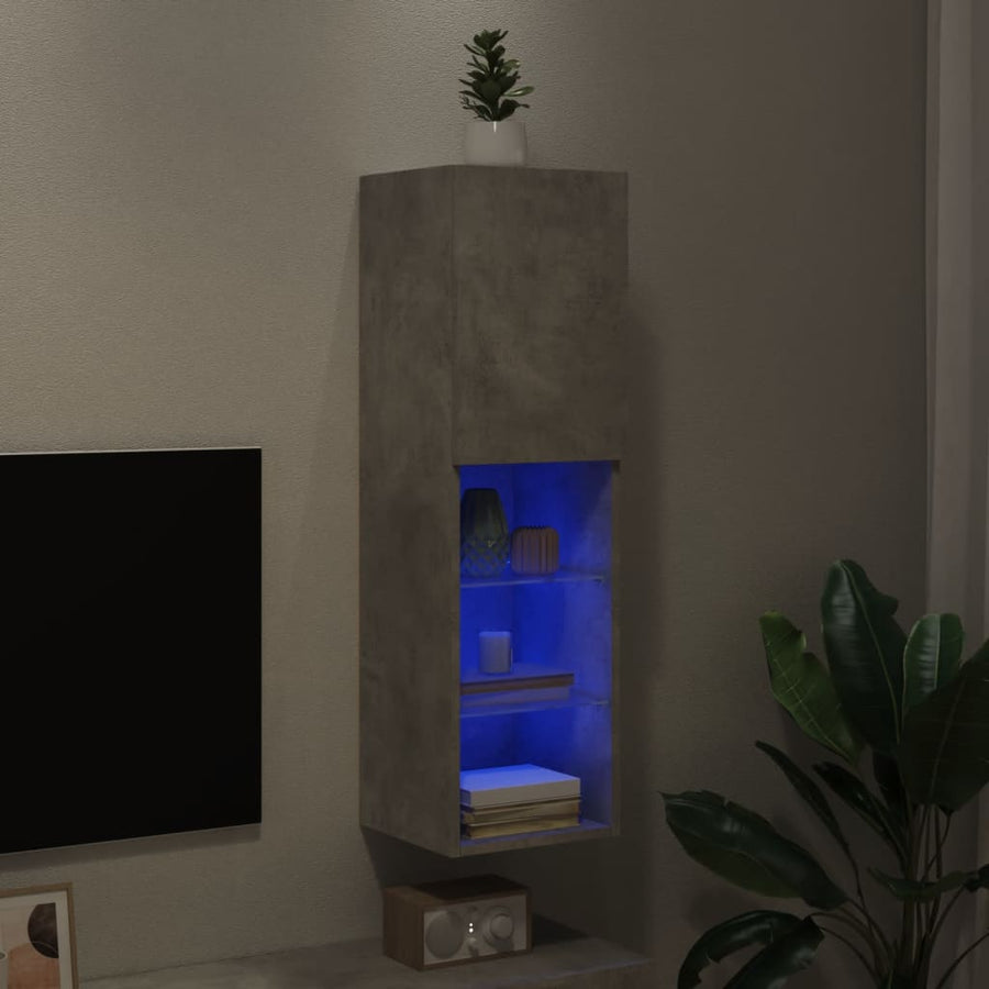 Tv-meubel met LED-verlichting 30,5x30x102 cm betongrijs