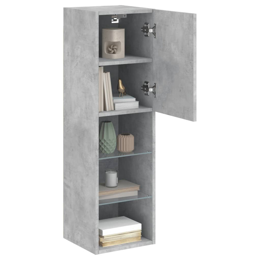 Tv-meubel met LED-verlichting 30,5x30x102 cm betongrijs