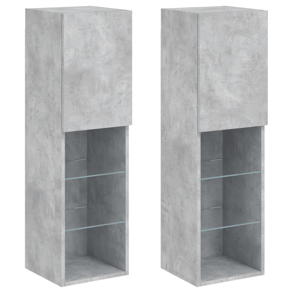 Tv-Meubels Met Led-Verlichting 30,5X30X10 Cm 2 30.5 x 30 x 102 cm Betongrijs