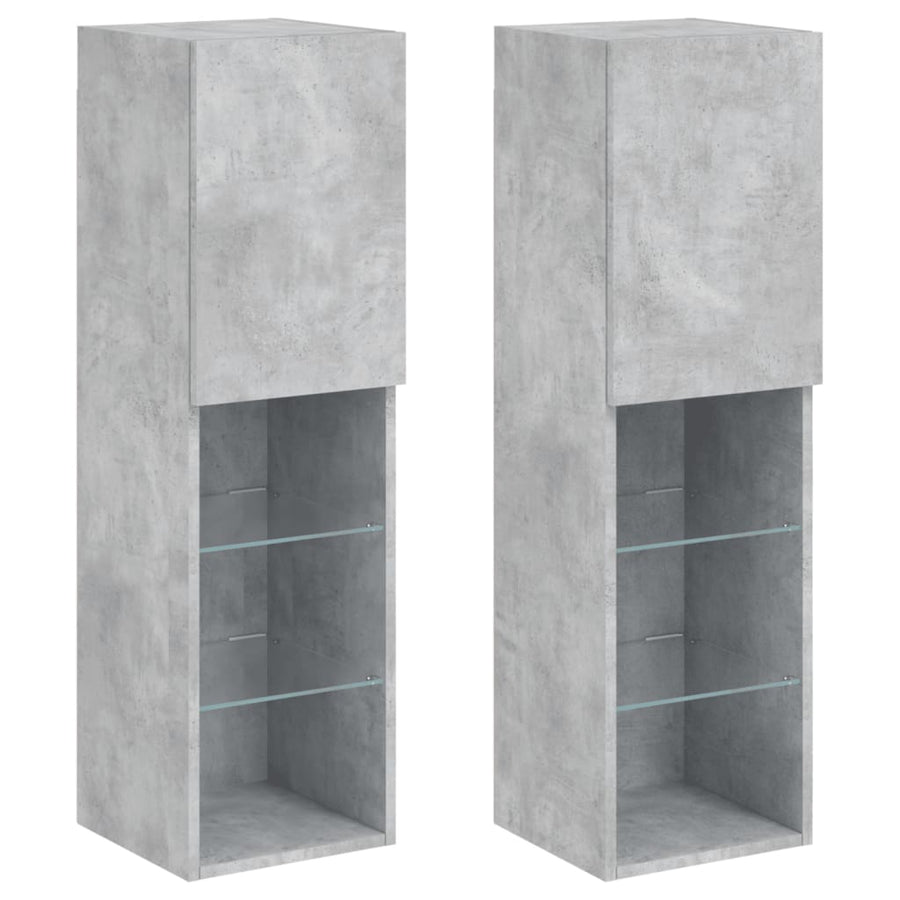 Tv-Meubels Met Led-Verlichting 30,5X30X10 Cm 2 30.5 x 30 x 102 cm Betongrijs