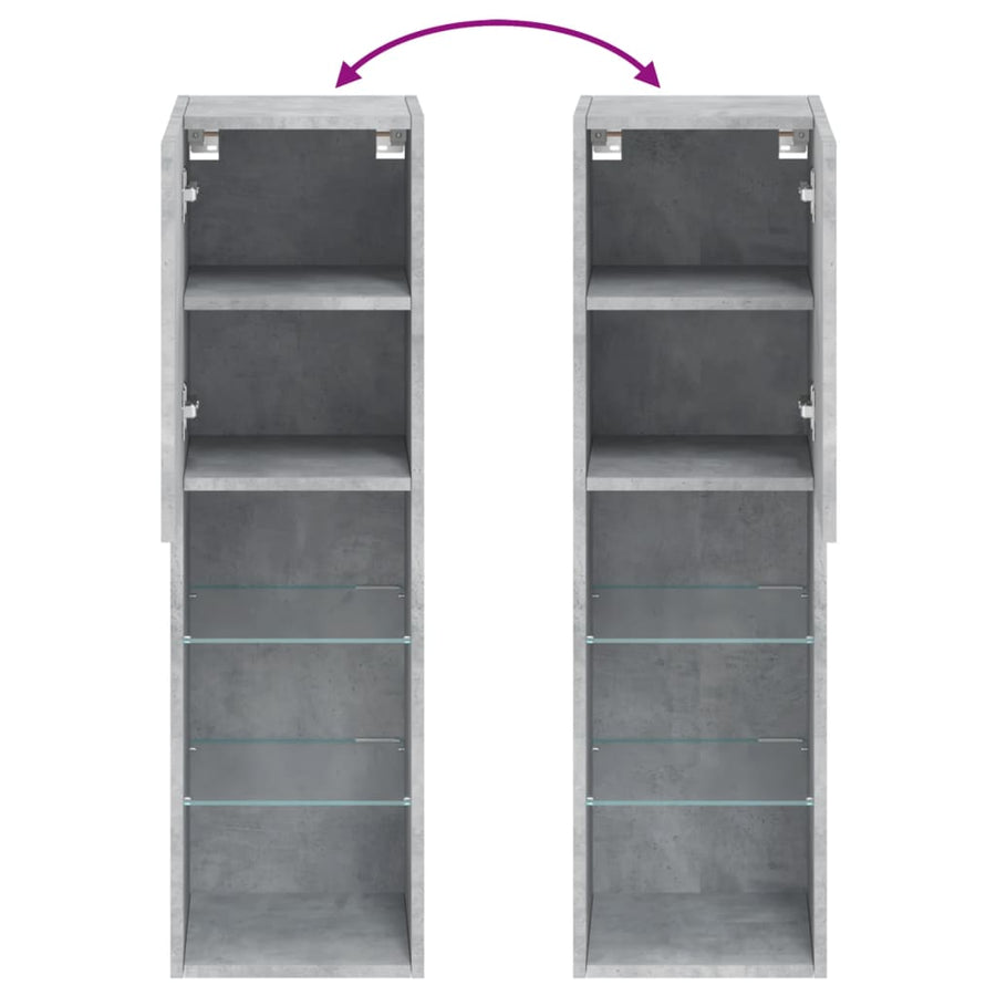 Tv-Meubels Met Led-Verlichting 30,5X30X10 Cm 2 30.5 x 30 x 102 cm Betongrijs