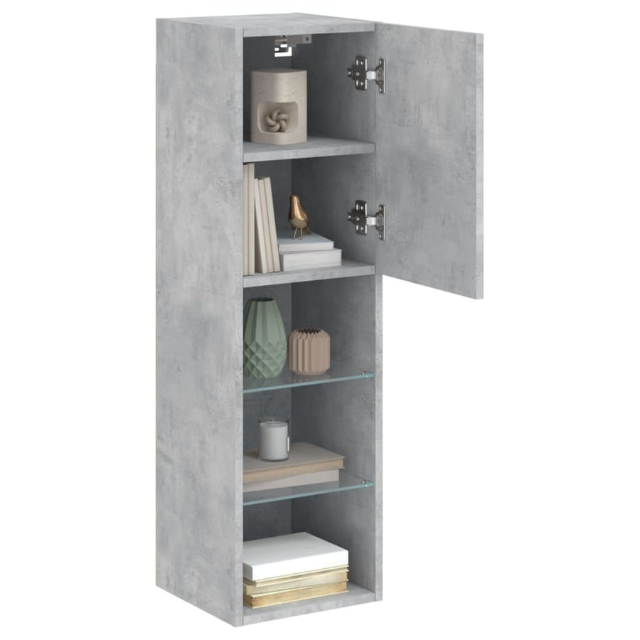 Tv-Meubels Met Led-Verlichting 30,5X30X10 Cm 2 30.5 x 30 x 102 cm Betongrijs