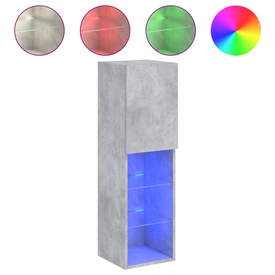 Tv-Meubels Met Led-Verlichting 30,5X30X10 Cm 2 30.5 x 30 x 102 cm Betongrijs