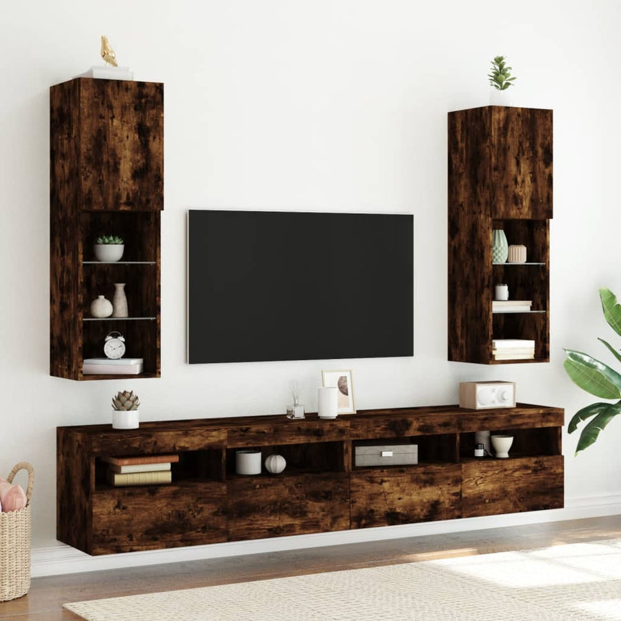 Tv-Meubel Led-Verlichting 30,5X30X02 Cm Kleurig 1 30.5 x 30 x 102 cm Gerookt eiken