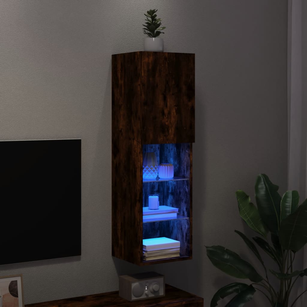 Tv-Meubel Led-Verlichting 30,5X30X02 Cm Kleurig 1 30.5 x 30 x 102 cm Gerookt eiken