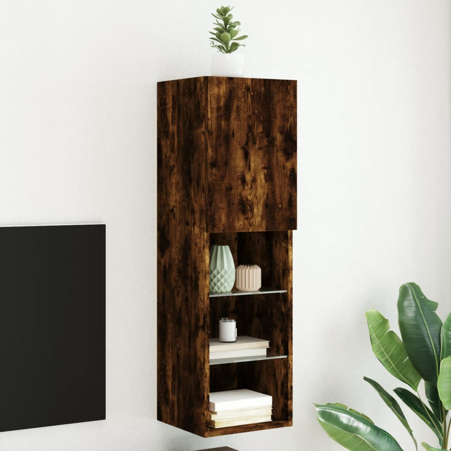 Tv-Meubel Led-Verlichting 30,5X30X02 Cm Kleurig 1 30.5 x 30 x 102 cm Gerookt eiken