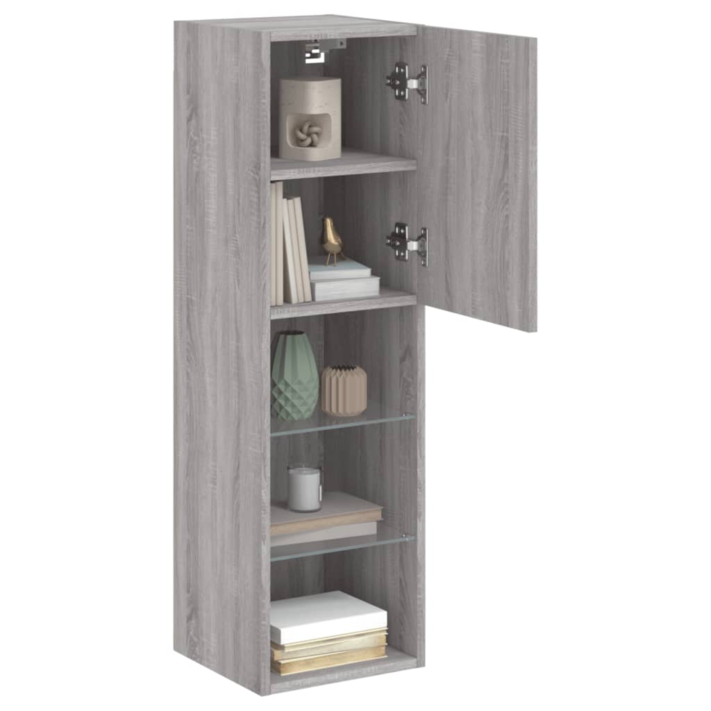 Tv-Meubel Met Led-Verlichting 30,5X30X02 Cm Eiken 1 30.5 x 30 x 102 cm Grijs sonoma
