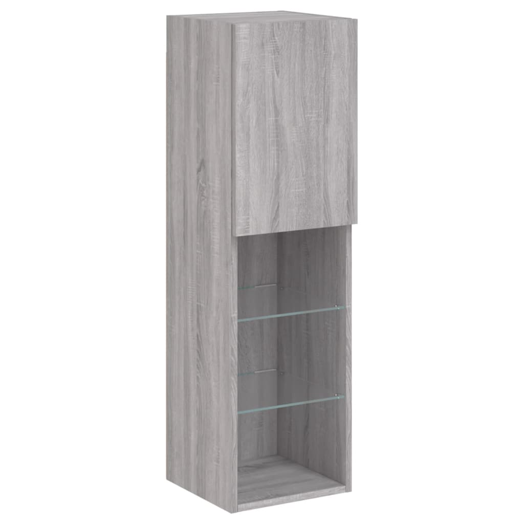 Tv-Meubel Met Led-Verlichting 30,5X30X02 Cm Eiken 1 30.5 x 30 x 102 cm Grijs sonoma
