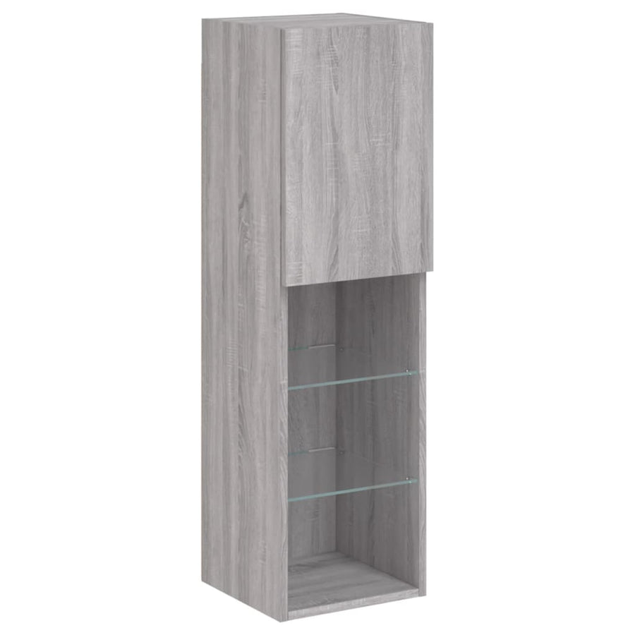 Tv-Meubel Met Led-Verlichting 30,5X30X02 Cm Eiken 1 30.5 x 30 x 102 cm Grijs sonoma