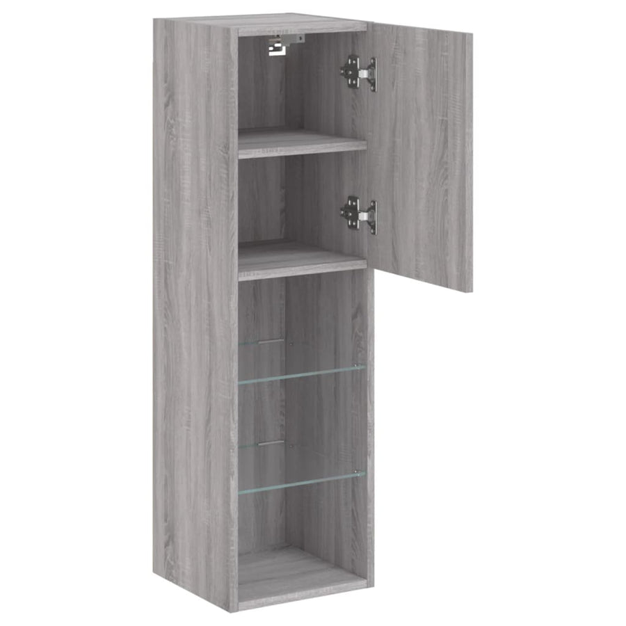 Tv-Meubel Met Led-Verlichting 30,5X30X02 Cm Eiken 1 30.5 x 30 x 102 cm Grijs sonoma
