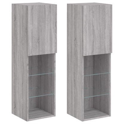 Tv-Meubels Met Led-Verlichting 30,5X30X10 Cm 2 30.5 x 30 x 102 cm Grijs sonoma