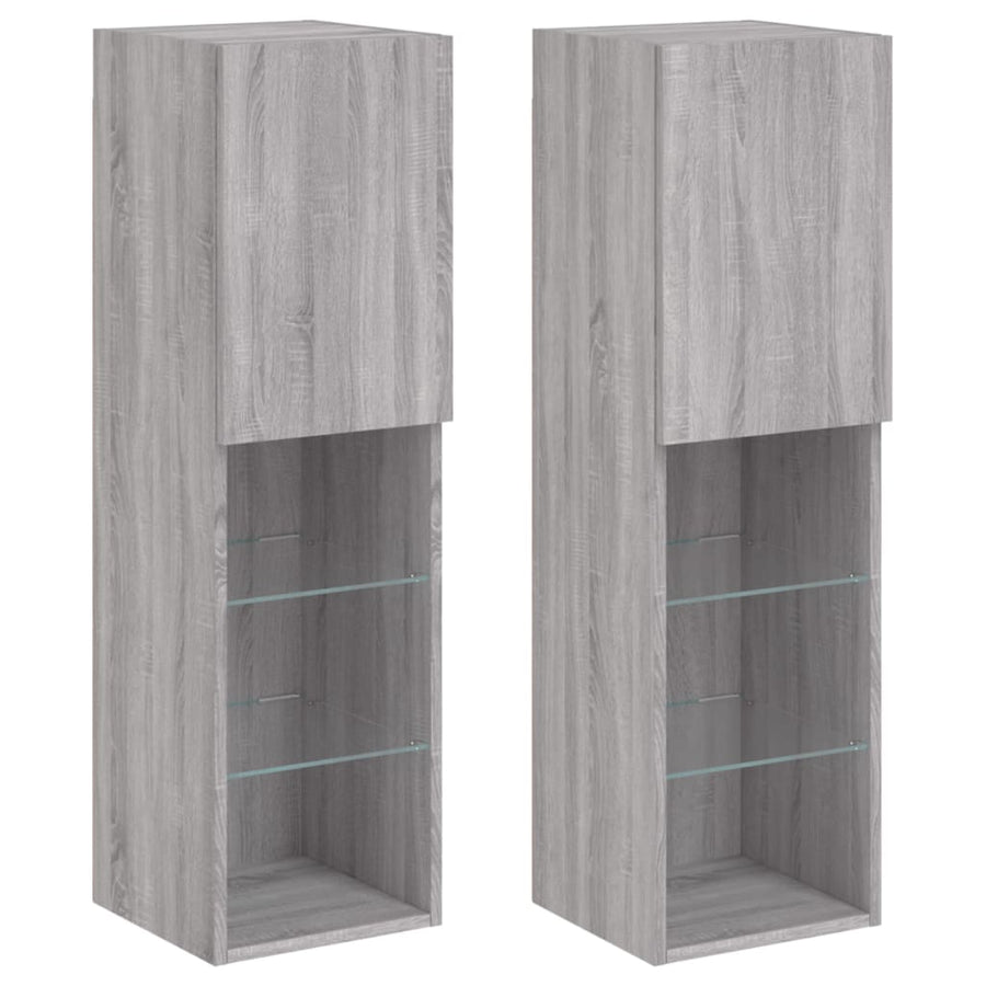 Tv-Meubels Met Led-Verlichting 30,5X30X10 Cm 2 30.5 x 30 x 102 cm Grijs sonoma