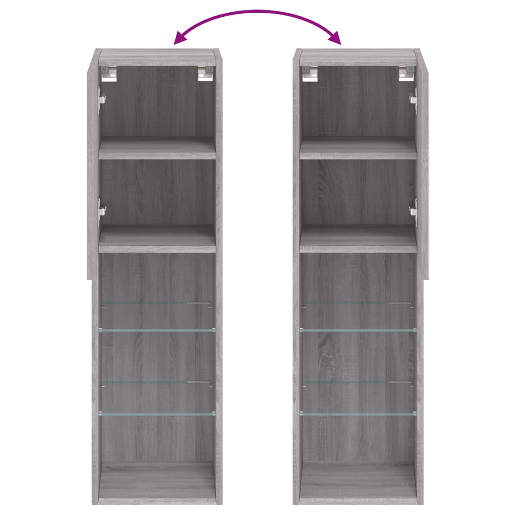Tv-Meubels Met Led-Verlichting 30,5X30X10 Cm 2 30.5 x 30 x 102 cm Grijs sonoma