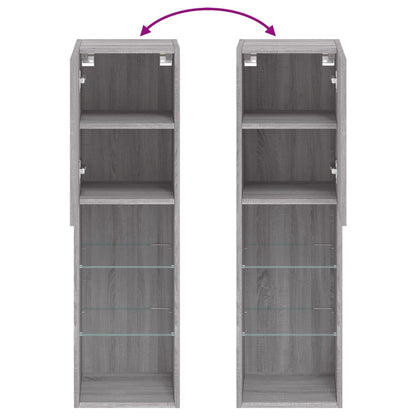 Tv-Meubels Met Led-Verlichting 30,5X30X10 Cm 2 30.5 x 30 x 102 cm Grijs sonoma
