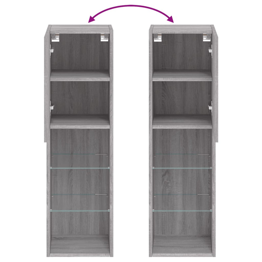 Tv-Meubels Met Led-Verlichting 30,5X30X10 Cm 2 30.5 x 30 x 102 cm Grijs sonoma