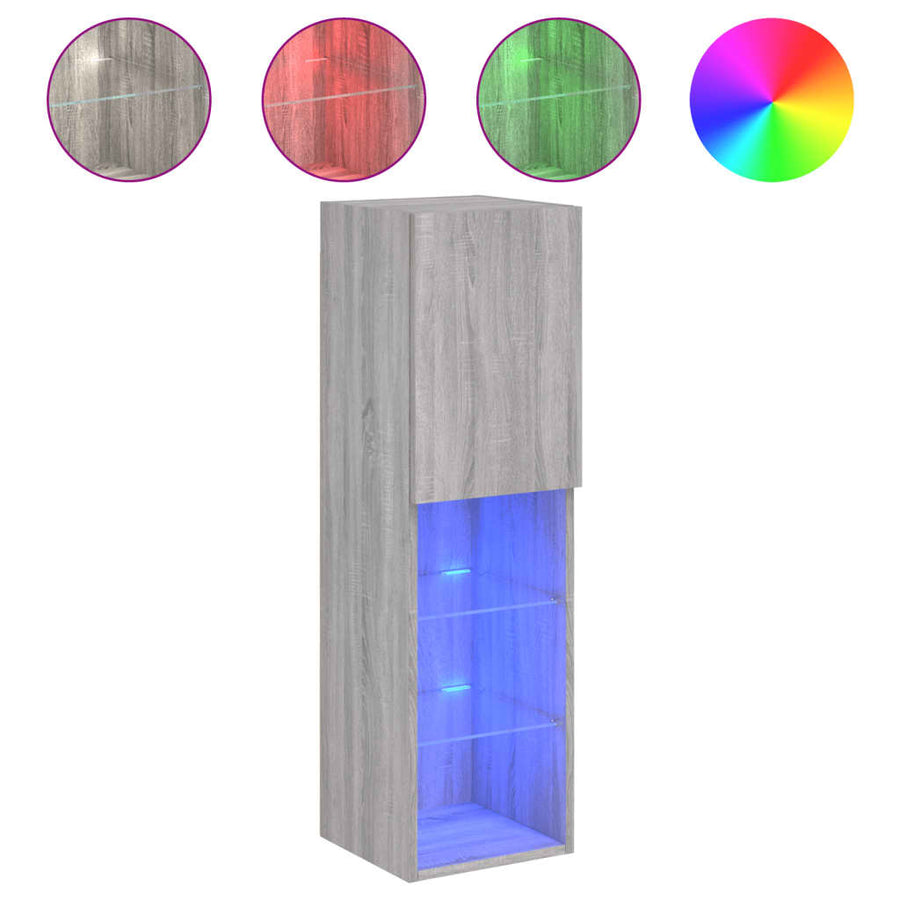 Tv-Meubels Met Led-Verlichting 30,5X30X10 Cm 2 30.5 x 30 x 102 cm Grijs sonoma