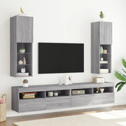 Tv-meubels 2 st 30,5x30x102 cm grijs sonoma led