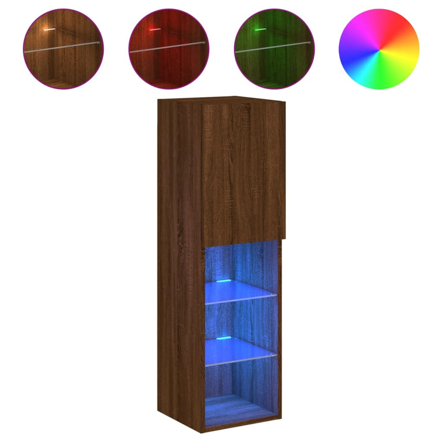 Tv-Meubel Met Led-Verlichting 30,5X30X02 Cm Bruineikenkleurig 1 30.5 x 30 x 102 cm bruin eikenkleur