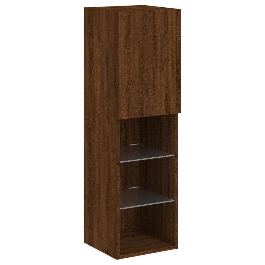 Tv-Meubel Met Led-Verlichting 30,5X30X02 Cm Bruineikenkleurig 1 30.5 x 30 x 102 cm bruin eikenkleur