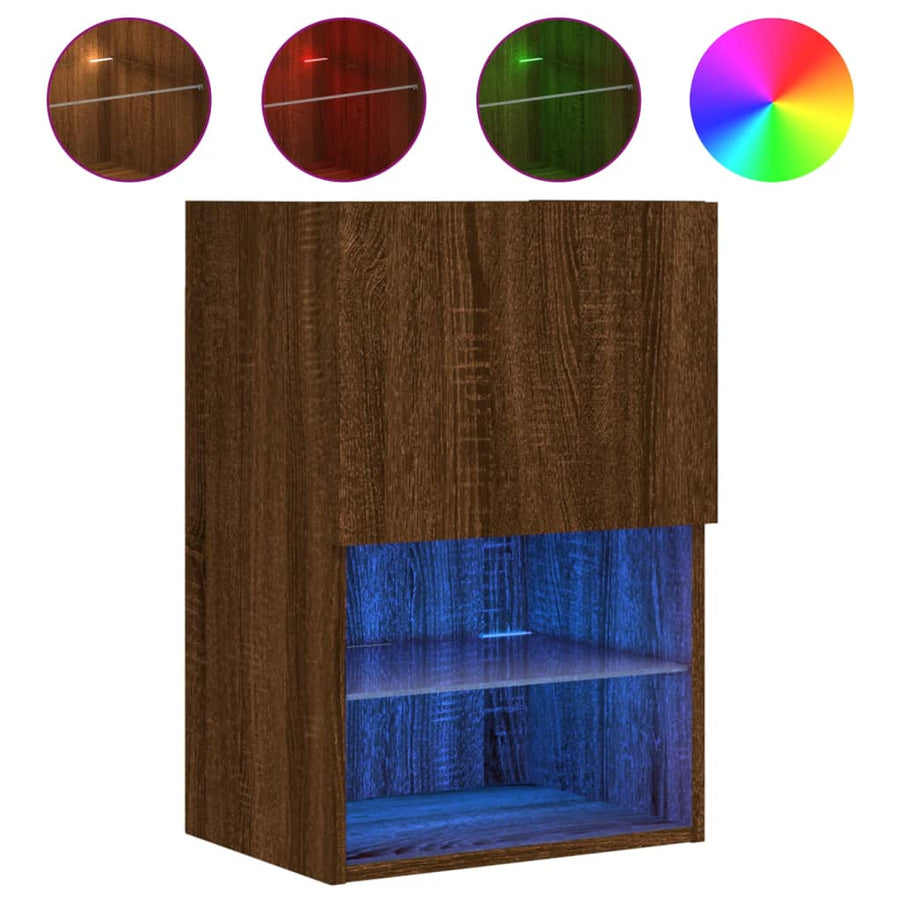 Tv-Meubel Led-Verlichting 40,5X30X60 Cm Bruineikenkleurig 1 40.5 x 30 x 60 cm bruin eikenkleur