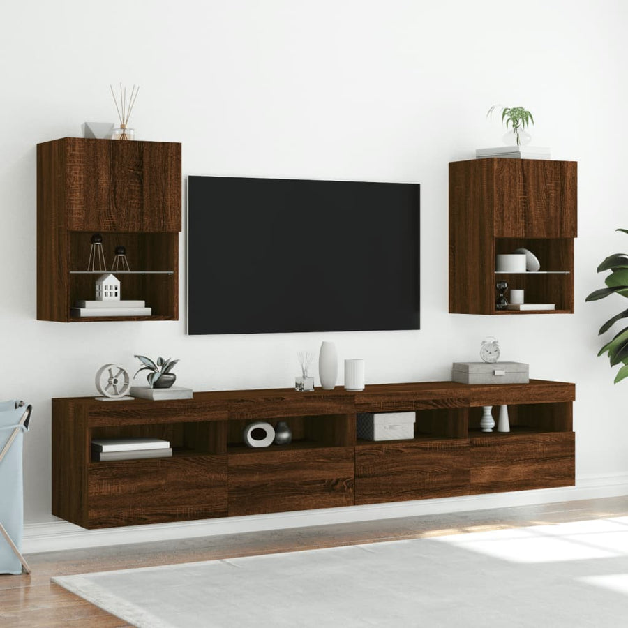 Tv-Meubel Led-Verlichting 40,5X30X60 Cm Bruineikenkleurig 1 40.5 x 30 x 60 cm bruin eikenkleur