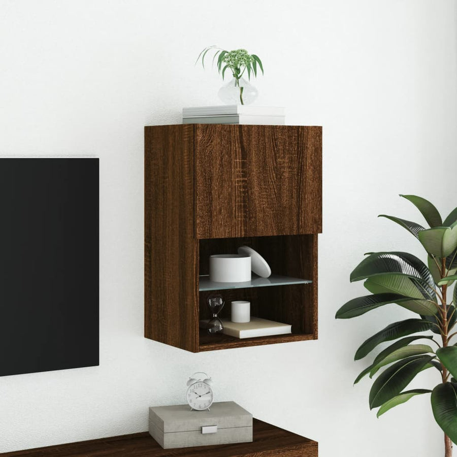 Tv-Meubel Led-Verlichting 40,5X30X60 Cm Bruineikenkleurig 1 40.5 x 30 x 60 cm bruin eikenkleur