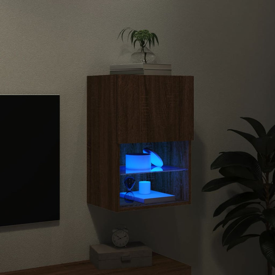 Tv-Meubel Led-Verlichting 40,5X30X60 Cm Bruineikenkleurig 1 40.5 x 30 x 60 cm bruin eikenkleur