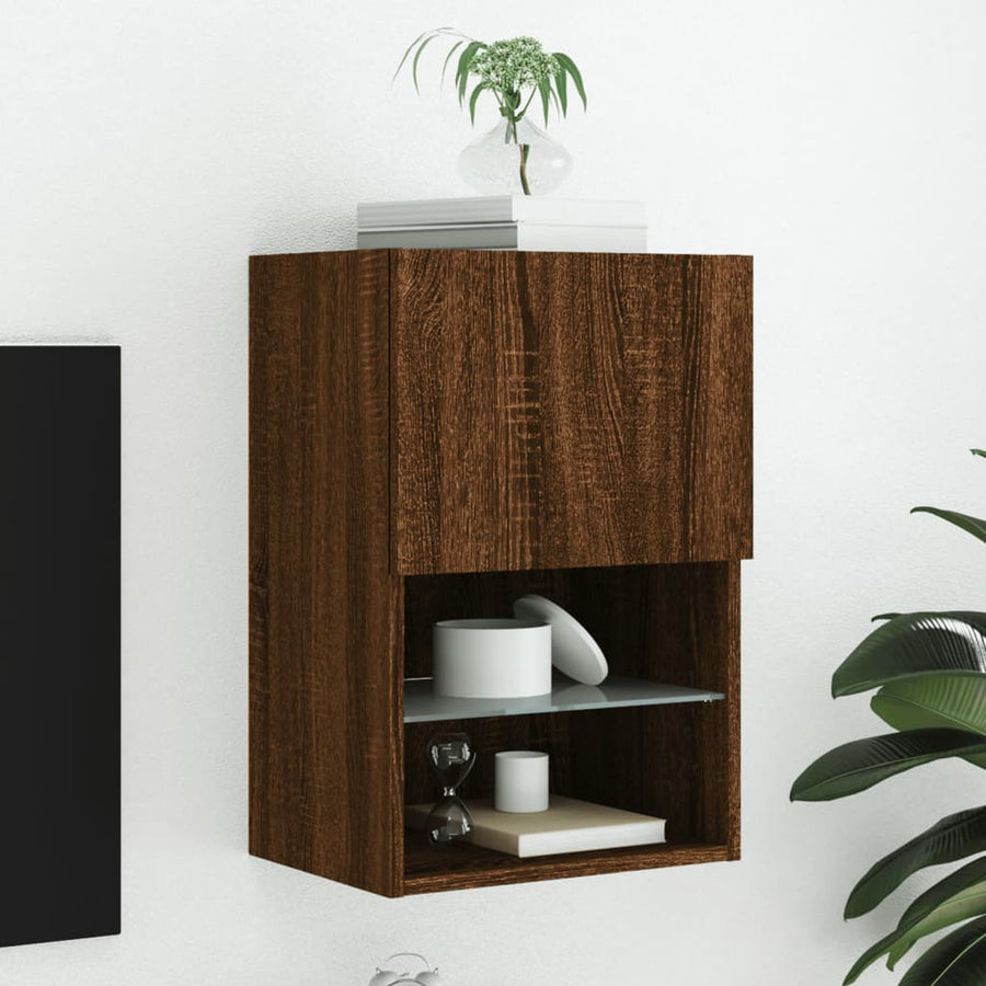 Tv-Meubel Led-Verlichting 40,5X30X60 Cm Bruineikenkleurig 1 40.5 x 30 x 60 cm bruin eikenkleur