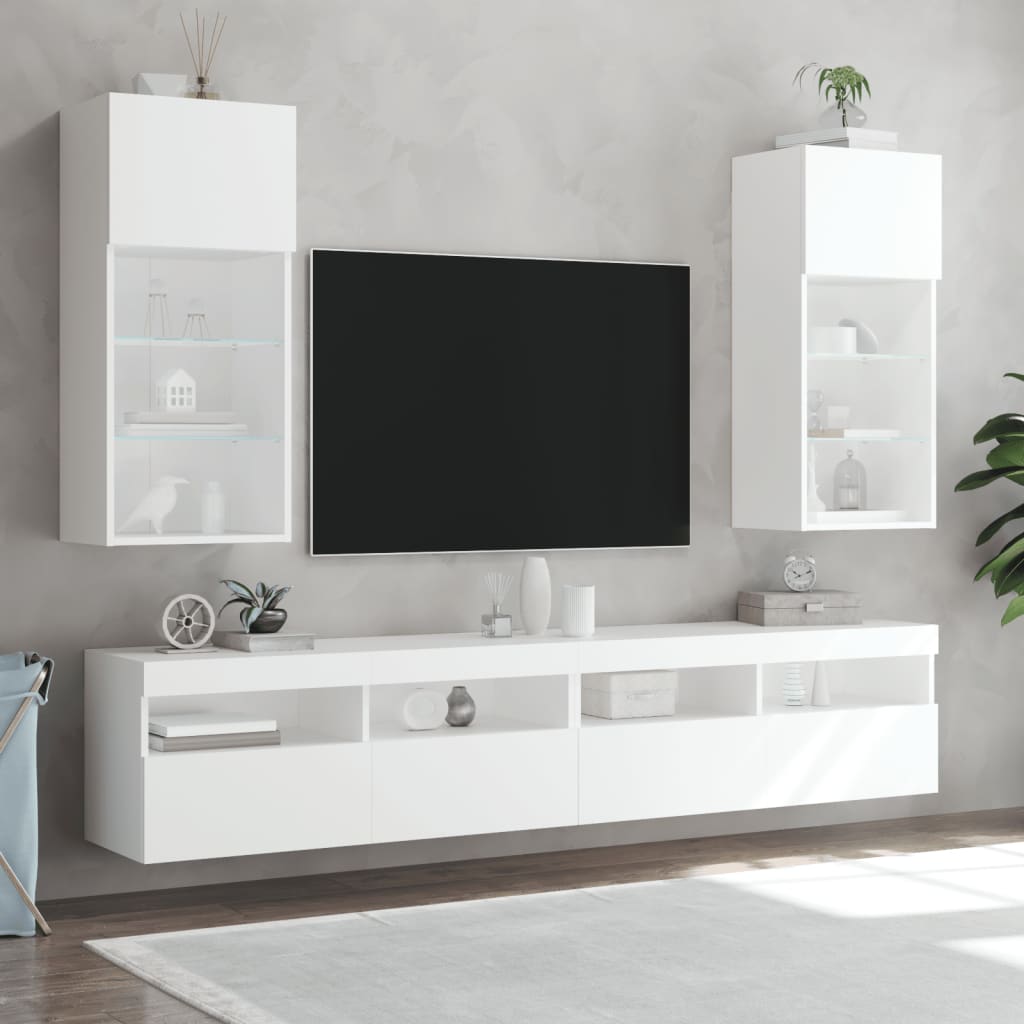 Tv-Meubel Met Led-Verlichting 40,5X30X90 Cm 1 40.5 x 30 x 90 cm Wit
