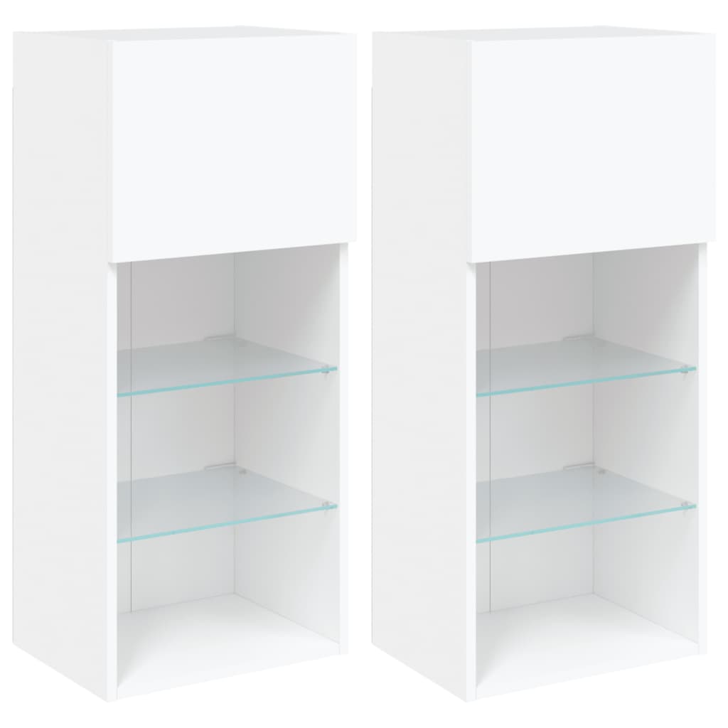 Tv-Meubels Met Led-Verlichting 40,5X30X90 Cm 2 40.5 x 30 x 90 cm Wit