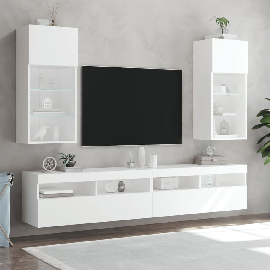 Tv-Meubels Met Led-Verlichting 40,5X30X90 Cm 2 40.5 x 30 x 90 cm Wit