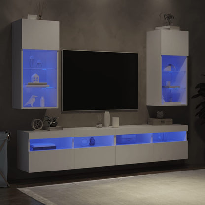 Tv-Meubels Met Led-Verlichting 40,5X30X90 Cm 2 40.5 x 30 x 90 cm Wit