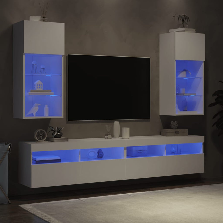 Tv-Meubels Met Led-Verlichting 40,5X30X90 Cm 2 40.5 x 30 x 90 cm Wit