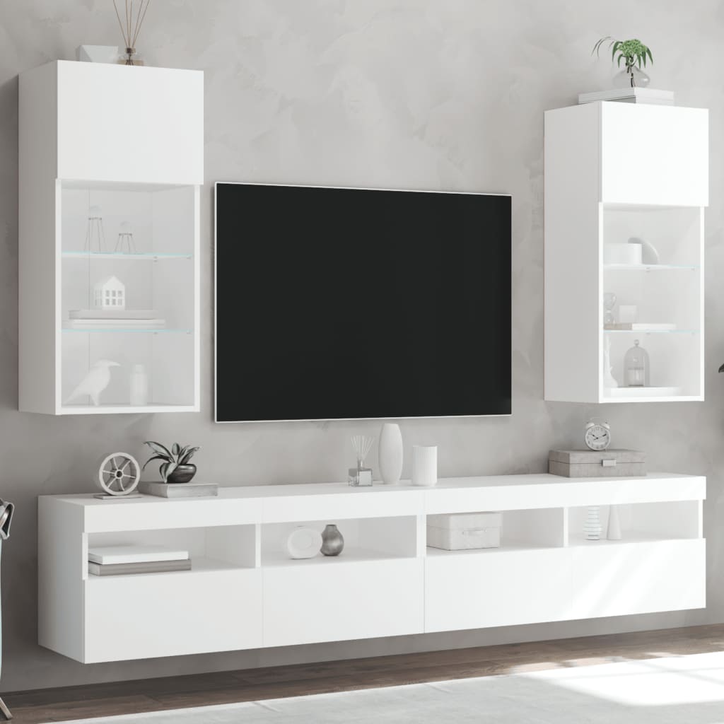 Tv-Meubels Met Led-Verlichting 40,5X30X90 Cm 2 40.5 x 30 x 90 cm Wit