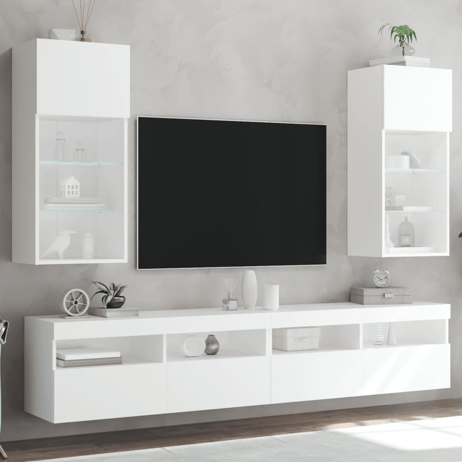 Tv-Meubels Met Led-Verlichting 40,5X30X90 Cm 2 40.5 x 30 x 90 cm Wit