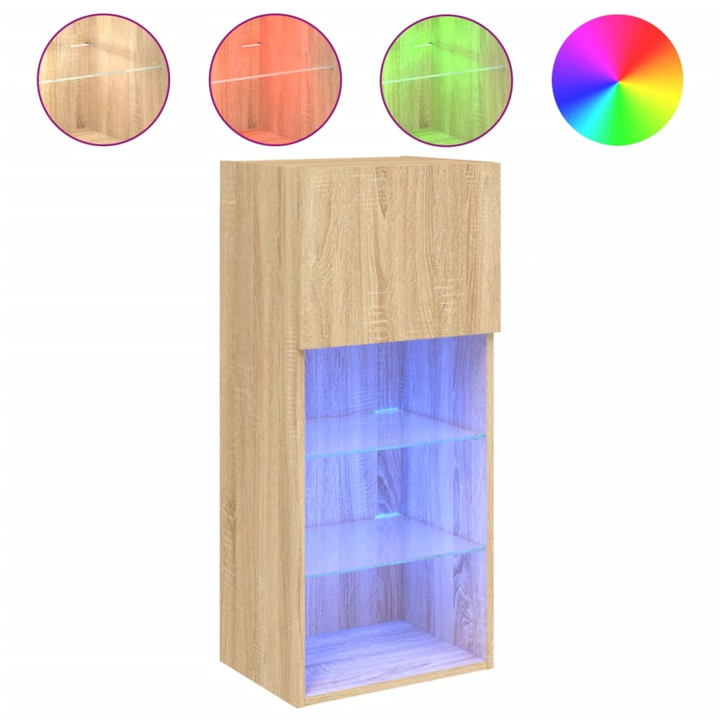 Tv-Meubel Met Led-Verlichting 40,5X30X90 Cm Kleurig 1 40.5 x 30 x 90 cm Sonoma eiken