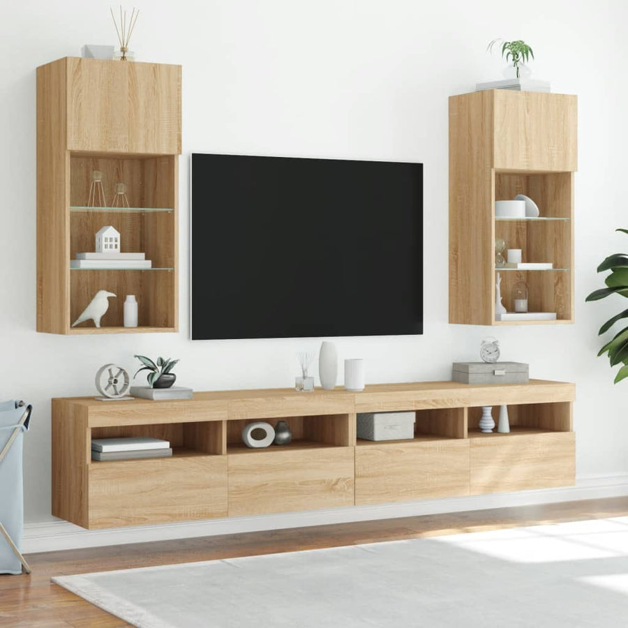 Tv-Meubel Met Led-Verlichting 40,5X30X90 Cm Kleurig 1 40.5 x 30 x 90 cm Sonoma eiken