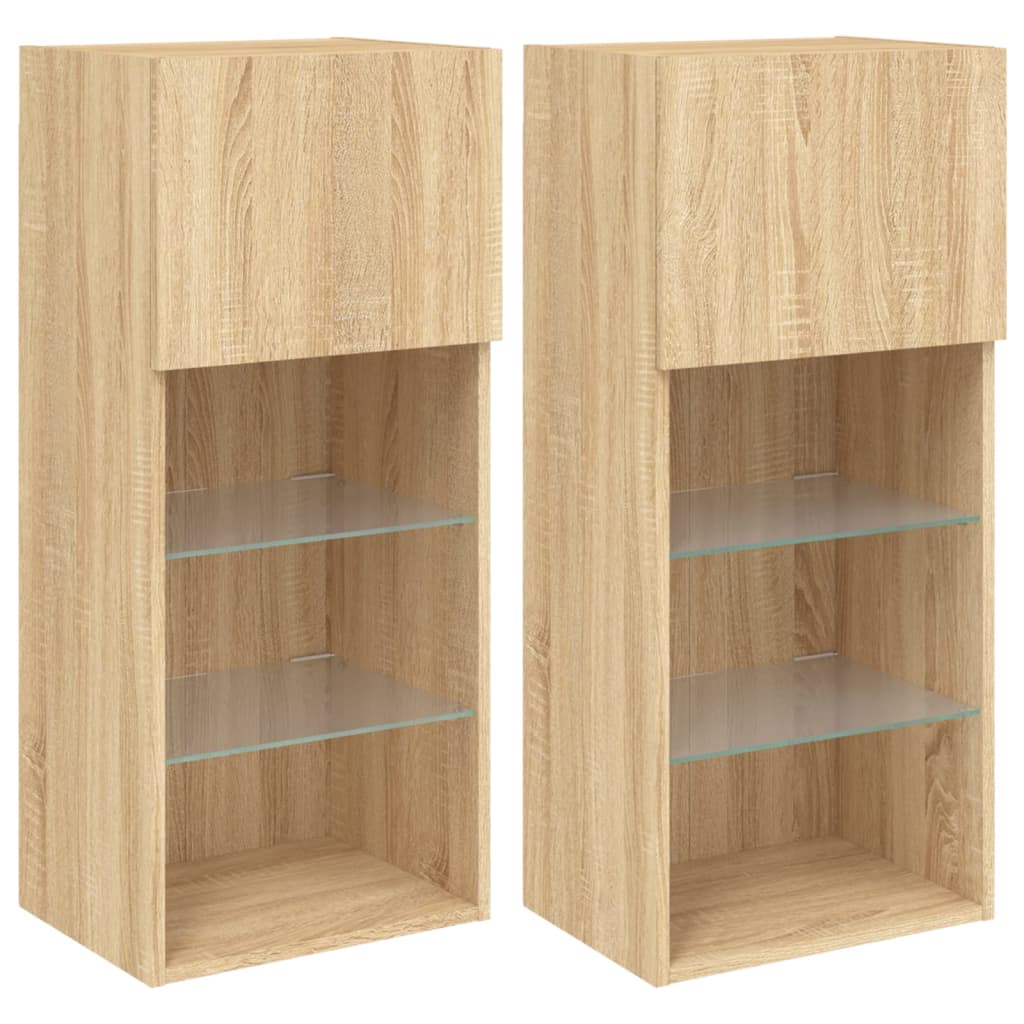 Tv-Meubels Met Led-Verlichting 40,5X30X90 Cm 2 40.5 x 30 x 90 cm Sonoma eiken