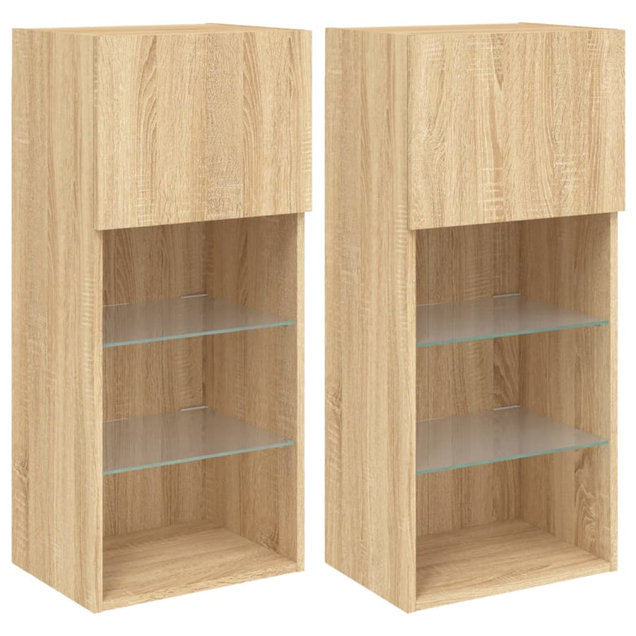 Tv-Meubels Met Led-Verlichting 40,5X30X90 Cm 2 40.5 x 30 x 90 cm Sonoma eiken