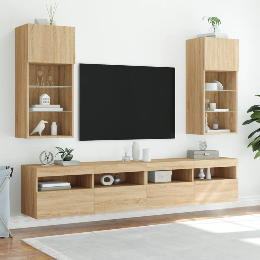 Tv-Meubels Met Led-Verlichting 40,5X30X90 Cm 2 40.5 x 30 x 90 cm Sonoma eiken