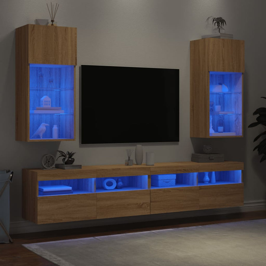 Tv-Meubels Met Led-Verlichting 40,5X30X90 Cm 2 40.5 x 30 x 90 cm Sonoma eiken