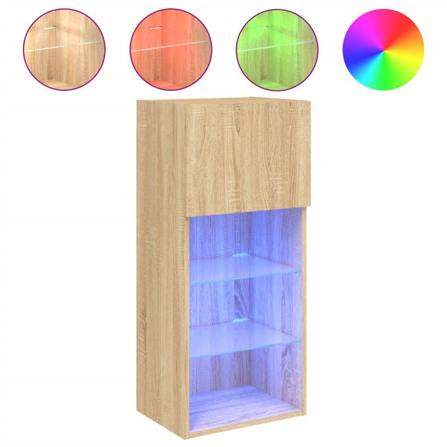 Tv-Meubels Met Led-Verlichting 40,5X30X90 Cm 2 40.5 x 30 x 90 cm Sonoma eiken
