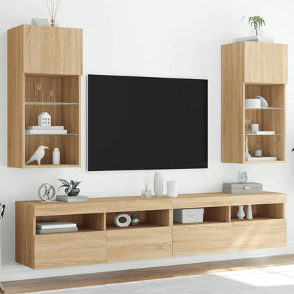 Tv-Meubels Met Led-Verlichting 40,5X30X90 Cm 2 40.5 x 30 x 90 cm Sonoma eiken