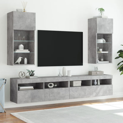 Tv-Meubels Met Led-Verlichting 40,5X30X90 Cm 2 40.5 x 30 x 90 cm Betongrijs