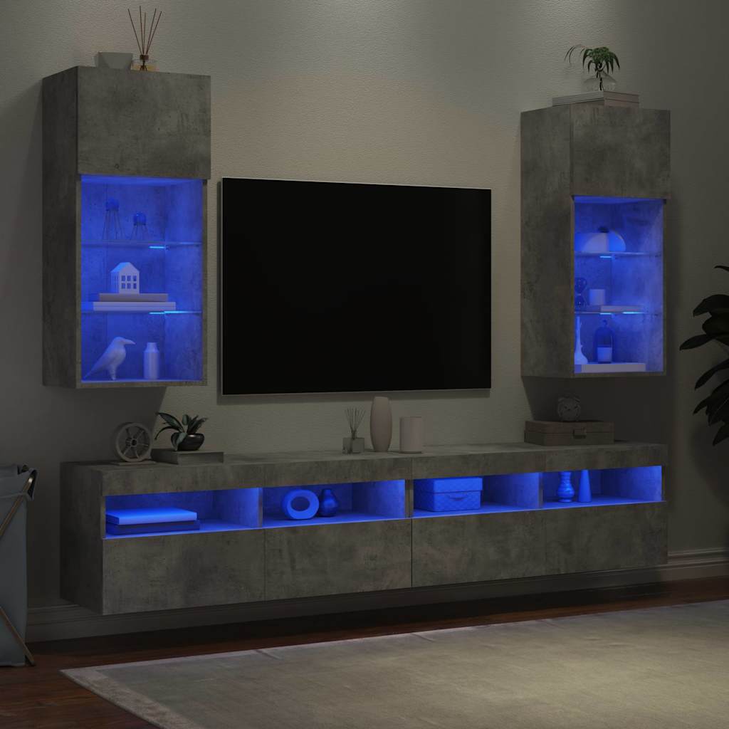 Tv-Meubels Met Led-Verlichting 40,5X30X90 Cm 2 40.5 x 30 x 90 cm Betongrijs