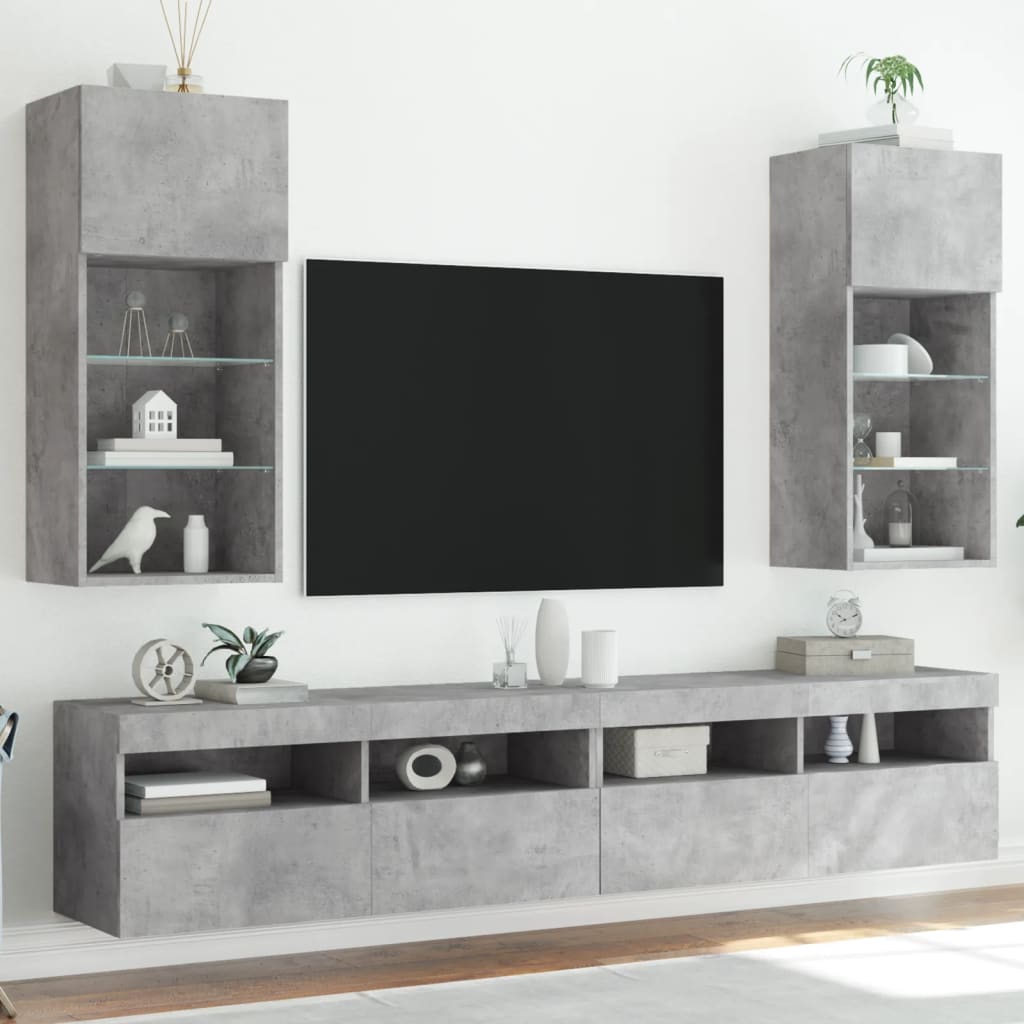 Tv-Meubels Met Led-Verlichting 40,5X30X90 Cm 2 40.5 x 30 x 90 cm Betongrijs