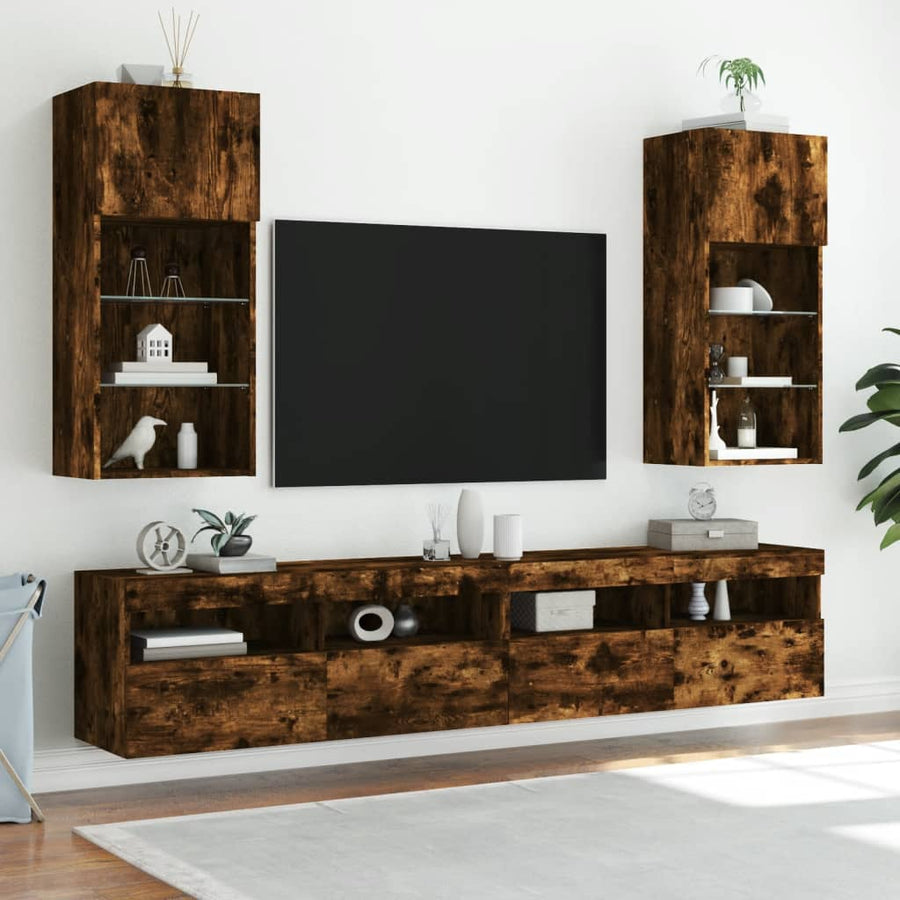 Tv-Meubel Met Led-Verlichting 40,5X30X90 Cm Kleur 1 40.5 x 30 x 90 cm Gerookt eiken