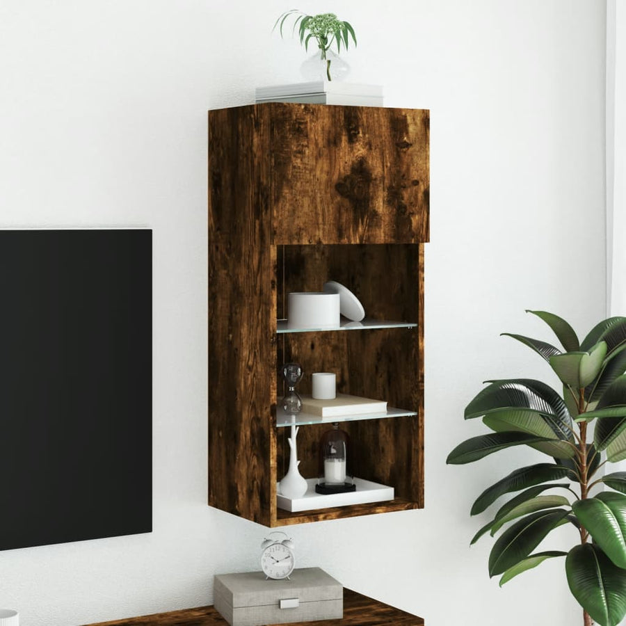 Tv-Meubel Met Led-Verlichting 40,5X30X90 Cm Kleur 1 40.5 x 30 x 90 cm Gerookt eiken